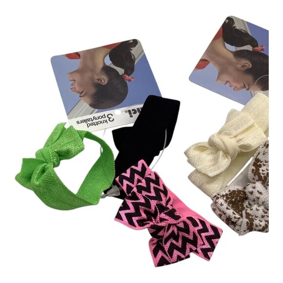 Scunci Knotted Ponytailers 3 Pcs Lot of 2 Hair Accessories Multicolor Bow - Picture 6 of 6